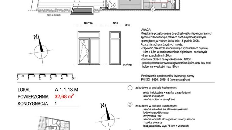 Rzut - Mieszkanie na sprzedaż 1 pokój o powierzchni 32,72 m² - numer A.1.1.13M w Mikołajki Apartamenty