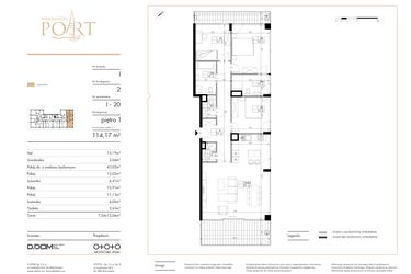 Rzut - Mieszkanie na sprzedaż 4 pokoje o powierzchni 114,17 m² - numer I_20 w Warmiński Port etap V