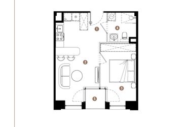 Rzut - Mieszkanie na sprzedaż 2 pokoje o powierzchni 35,66 m² - numer E.01.08 w Apartamenty Reytana bud. E