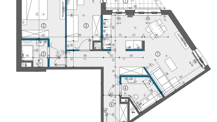 Rzut - Mieszkanie na sprzedaż 3 pokoje o powierzchni 78,47 m² - numer F1.D.04.03 w Sady Żoliborz