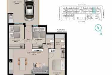 Rzut - Mieszkanie na sprzedaż 3 pokoje o powierzchni 87 m² - numer 113 w Apartamenty w Pilar de la Horadada -  37538395