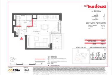 Rzut - Mieszkanie na sprzedaż 1 pokój o powierzchni 27,59 m² - numer A.070 w Modena II