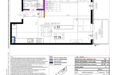 Rzut - Mieszkanie na sprzedaż 1 pokój o powierzchni 77,79 m² - numer 51 w Strumykowa