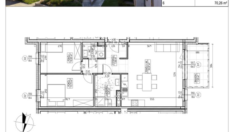 Rzut - Mieszkanie na sprzedaż 3 pokoje o powierzchni 70,26 m² - numer M.B6.01.36 w Osiedle Harmonia bud. B6