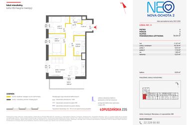 Rzut - Mieszkanie na sprzedaż 3 pokoje o powierzchni 54,04 m² - numer 24 w Neo Nova Ochota 2