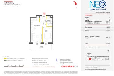 Rzut - Mieszkanie na sprzedaż 2 pokoje o powierzchni 37,35 m² - numer 25 w Neo Nova Ochota 2