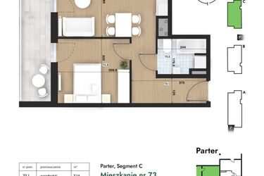 Rzut - Mieszkanie na sprzedaż 2 pokoje o powierzchni 43,05 m² - numer 73 w Słomczyńskiego Widoki