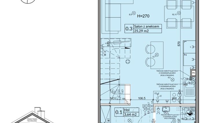 Rzut - Dom na sprzedaż 3 pokoje o powierzchni 62,3 m² - numer 25B w Osiedle Stokrotki etap 4 i 5