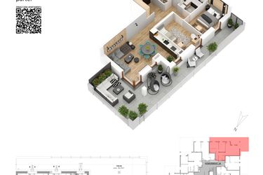 Rzut - Mieszkanie na sprzedaż 3 pokoje o powierzchni 63,38 m² - numer 3 w Villa Park - Etap IV