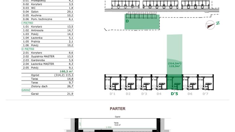 Rzut - Dom na sprzedaż 5 pokoi o powierzchni 160,3 m² - numer D.5 w Dębowe Zacisze