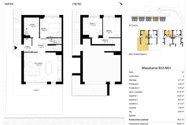 Rzut - Mieszkanie na sprzedaż 4 pokoje o powierzchni 79,29 m² - numer 33.1 w River Park