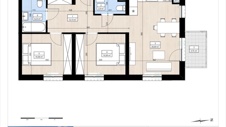 Rzut - Mieszkanie na sprzedaż 3 pokoje o powierzchni 60,53 m² - numer B4/2/30 w MONTANO