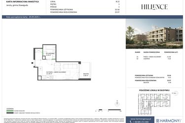 Rzut - Mieszkanie na sprzedaż 1 pokój o powierzchni 25,56 m² - numer B-22 w Hillence etap 2