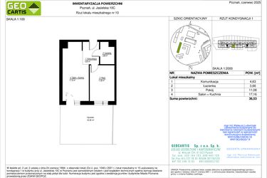 Rzut - Mieszkanie na sprzedaż 2 pokoje o powierzchni 36,53 m² - numer 10C/10 w Jasielska 8C etap II