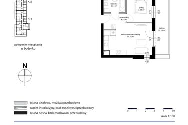 Rzut - Mieszkanie na sprzedaż 2 pokoje o powierzchni 33,64 m² - numer 60 w Kwarcowe Wzgórze - bud. 2