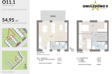 Rzut - Dom na sprzedaż 4 pokoje o powierzchni 54,95 m² - numer O11.1 w Gwiazdowo II