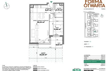 Rzut - Mieszkanie na sprzedaż 2 pokoje o powierzchni 50,58 m² - numer C2-5 w Forma Otwarta etap C