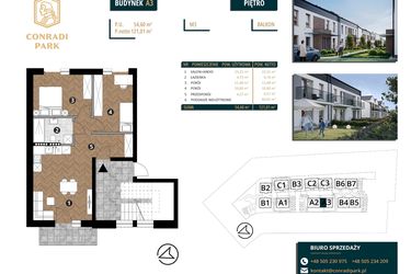 Rzut - Mieszkanie na sprzedaż 4 pokoje o powierzchni 121,01 m² - numer A3.M3 w Conradi Park etap II i III