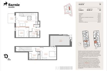 Rzut - Mieszkanie na sprzedaż 3 pokoje o powierzchni 65,96 m² - numer A3-02.10 w Sarnie Osiedle