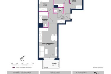 Rzut - Mieszkanie na sprzedaż 4 pokoje o powierzchni 67,5 m² - numer 151 w Moja Północna Etap III