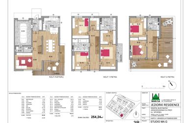 Rzut - Dom na sprzedaż 6 pokoi o powierzchni 254,24 m² - numer 3B w Jeziorki Residence