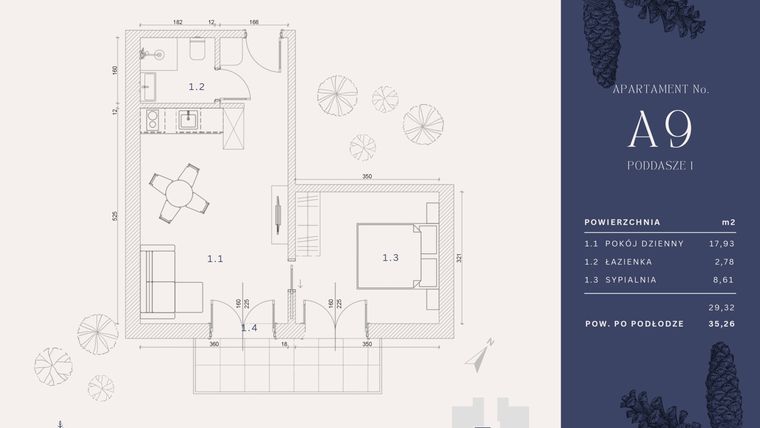 Rzut - Mieszkanie na sprzedaż 3 pokoje o powierzchni 30,12 m² - numer A9 w Rysulówka 70