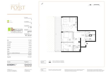 Rzut - Mieszkanie na sprzedaż 3 pokoje o powierzchni 71,45 m² - numer I_1 w Warmiński Port etap V