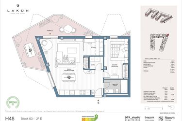 Rzut - Mieszkanie na sprzedaż 1 pokój o powierzchni 67,5 m² - numer LK32E w Lakun