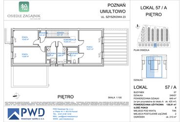 Rzut - Dom na sprzedaż 5 pokoi o powierzchni 139,91 m² - numer 57A w Osiedle Zagajnik etap II - bliźniaki