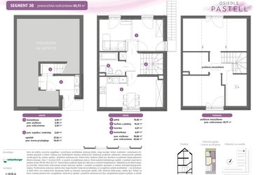 Rzut - Mieszkanie na sprzedaż 3 pokoje o powierzchni 88,93 m² - numer 3B w Osiedle Pastell