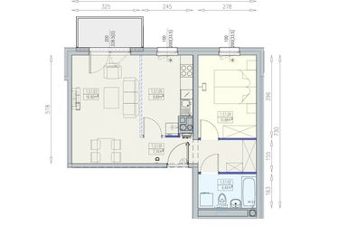 Rzut - Mieszkanie na sprzedaż 2 pokoje o powierzchni 48,85 m² - numer K1 1/3/1/2k w Południk 17 - budynek K1
