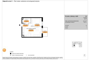 Rzut - Mieszkanie na sprzedaż 2 pokoje o powierzchni 44,18 m² - numer 10 w Zenit V