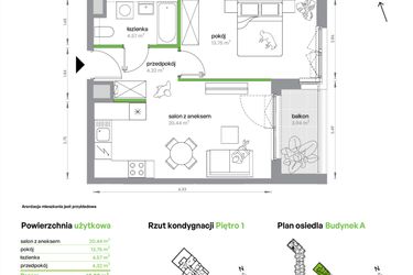 Rzut - Mieszkanie na sprzedaż 2 pokoje o powierzchni 43,08 m² - numer AA0106/4 w M Bemowo