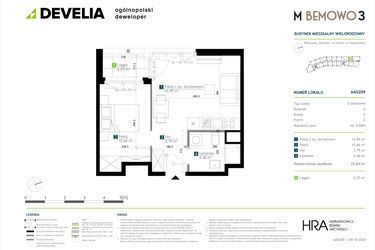 Rzut - Mieszkanie na sprzedaż 2 pokoje o powierzchni 35,84 m² - numer AA0209 w M Bemowo