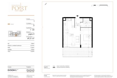 Rzut - Mieszkanie na sprzedaż 2 pokoje o powierzchni 49,31 m² - numer I_25 w Warmiński Port etap V