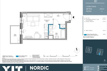 Rzut - Mieszkanie na sprzedaż 1 pokój o powierzchni 26,8 m² - numer 87 w Nordic Górka Narodowa