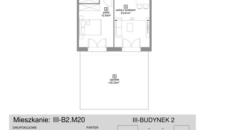 Rzut - Mieszkanie na sprzedaż 2 pokoje o powierzchni 49,25 m² - numer III-B2.M20 w Strefa Cegielnia 3