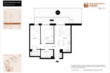 Rzut - Mieszkanie na sprzedaż 3 pokoje o powierzchni 55,71 m² - numer 0.07 w Białoprądnicka Park