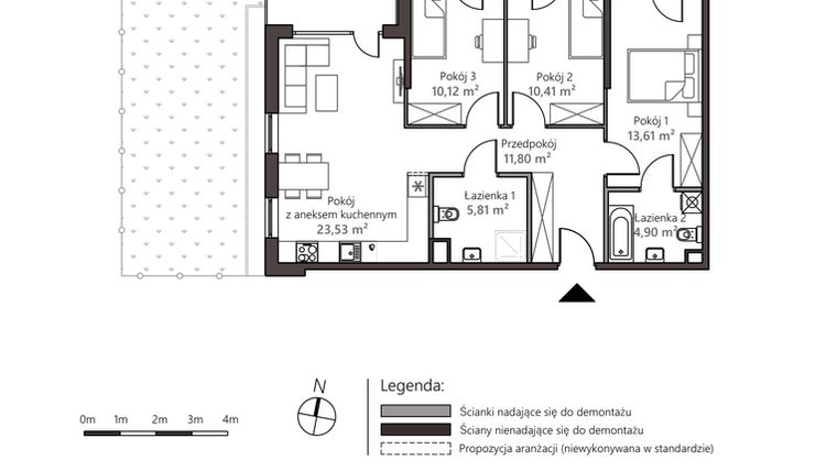 Rzut - Mieszkanie na sprzedaż 4 pokoje o powierzchni 80,18 m² - numer 5A/3 w Nowy Goszyn