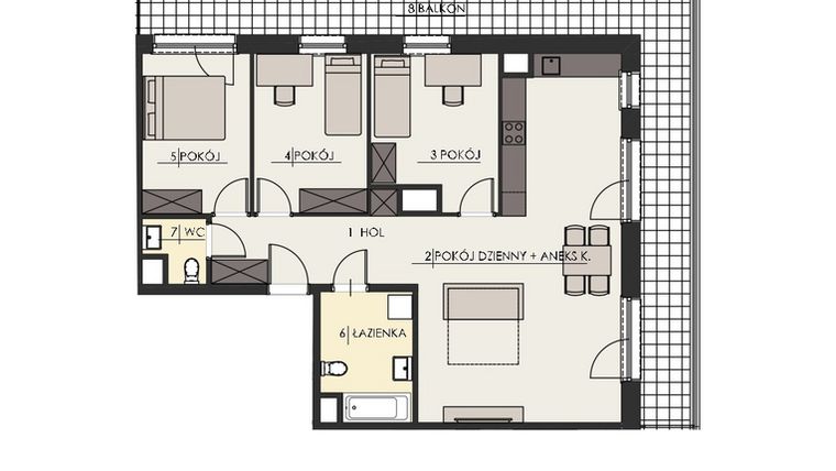 Rzut - Mieszkanie na sprzedaż 4 pokoje o powierzchni 90,17 m² - numer 80 w Osiedle Platinum III