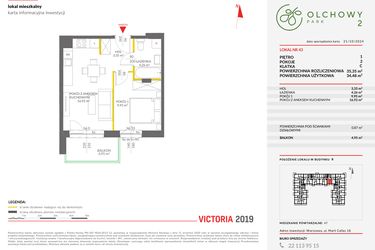 Rzut - Mieszkanie na sprzedaż 2 pokoje o powierzchni 35,35 m² - numer B.43 w Olchowy Park II