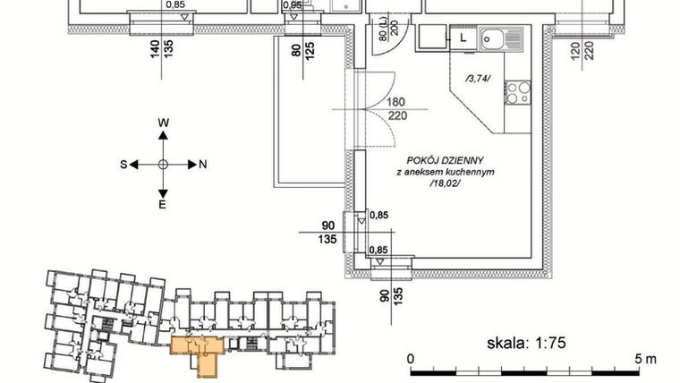 Rzut - Mieszkanie na sprzedaż 3 pokoje o powierzchni 55,56 m² - numer M22 w Osiedle Mała Dziesiąta etap II