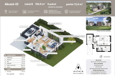 Rzut - Dom na sprzedaż 5 pokoi o powierzchni 159,9 m² - numer B w Akcent 42