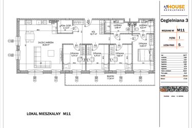 Rzut - Mieszkanie na sprzedaż 5 pokoi o powierzchni 109,33 m² - numer 11 w Osiedle StaLove etap I