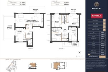 Rzut - Mieszkanie na sprzedaż 5 pokoi o powierzchni 118,75 m² - numer C5.M3 w Motława Garden