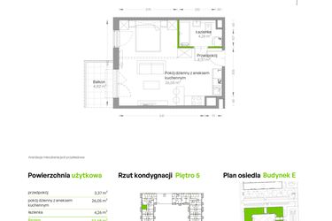 Rzut - Mieszkanie na sprzedaż 1 pokój o powierzchni 33,68 m² - numer E.036 w Centralna Vita