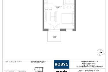 Rzut - Mieszkanie na sprzedaż 1 pokój o powierzchni 30,44 m² - numer E.4M14 w Początek Piątkowo bud. E