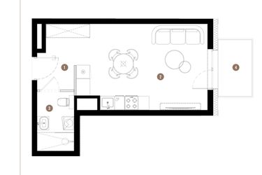 Rzut - Mieszkanie na sprzedaż 1 pokój o powierzchni 29,69 m² - numer C3.01.07 w Apartamenty Reytana