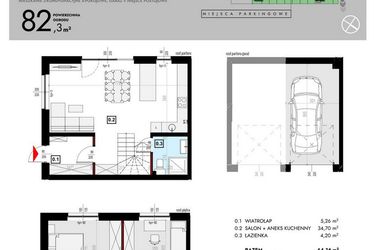 Rzut - Mieszkanie na sprzedaż 4 pokoje o powierzchni 103,74 m² - numer L8/2 w Osiedle Malarska etap VII