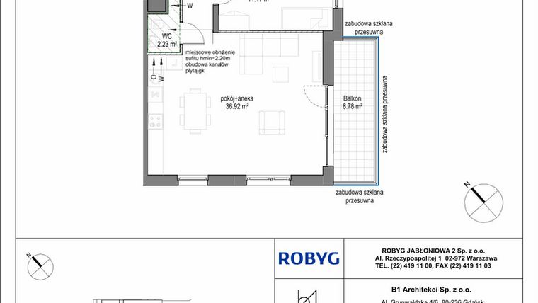 Rzut - Mieszkanie na sprzedaż 3 pokoje o powierzchni 75,48 m² - numer A.1M05 w Kobieli 4
